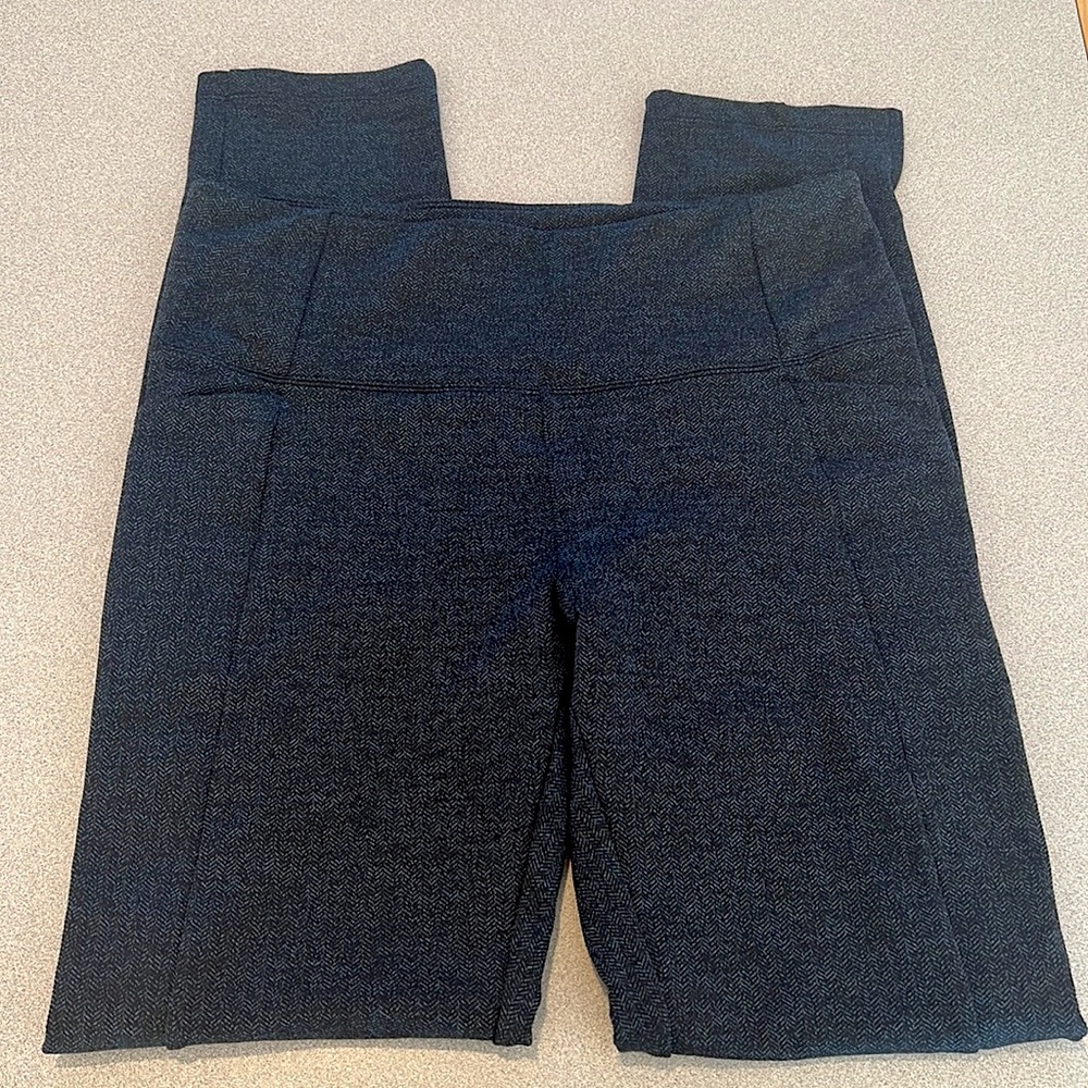 Athleta Herringbone Mercer Legging Pant Tights Navy  Black Size Medium Tall MT